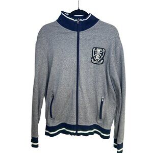 Polo Ralph Lauren Football Club Varsity Sweater Jacket Men's Sz M Gray Full Zip